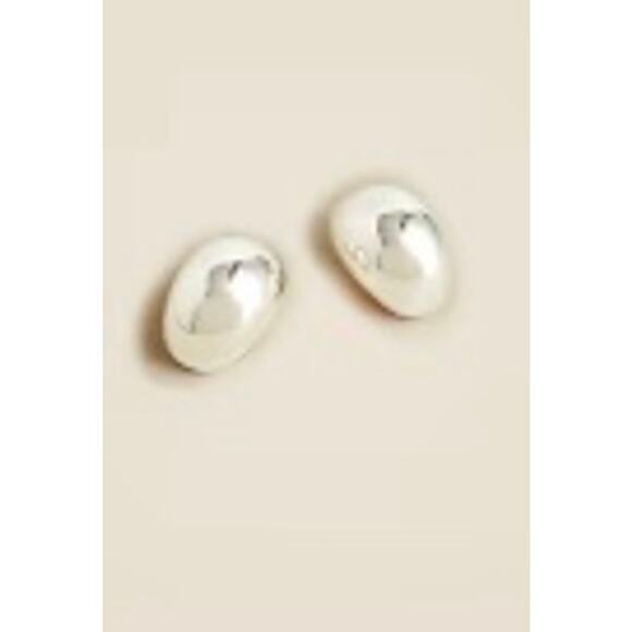 NWT J. Crew Sculptural Orb Matte Silver Fashion Earrings $50 MSRP NWT - Picture 1 of 2